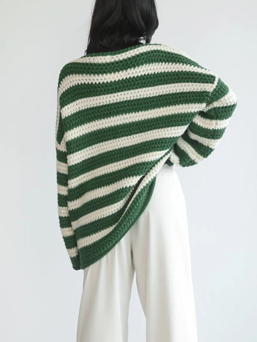 Pull Rayé Oversize Col Rond
