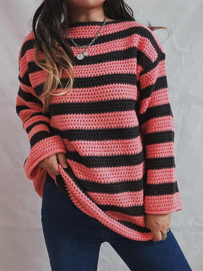 Pull Rayé Oversize Col Rond