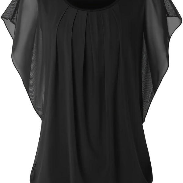 Blouse en maille - Manches courtes et détails froncés
