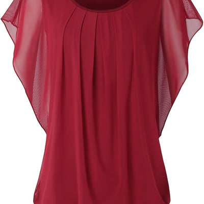 Blouse en maille - Manches courtes et détails froncés