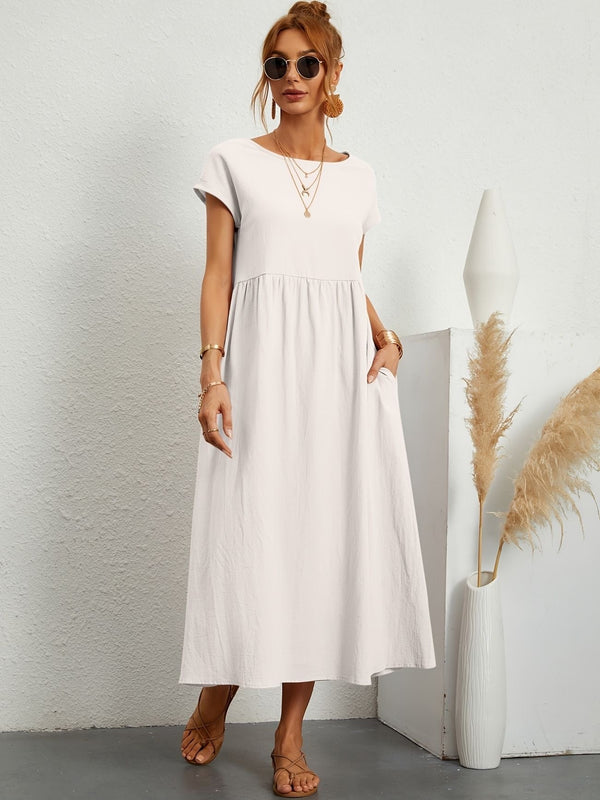 Camille - Robe Femme Col Rond - Élégance Intemporelle