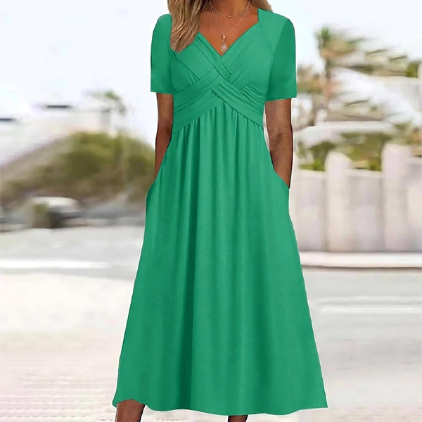 Perla | Robe Midi Élégante Coupe Portefeuille