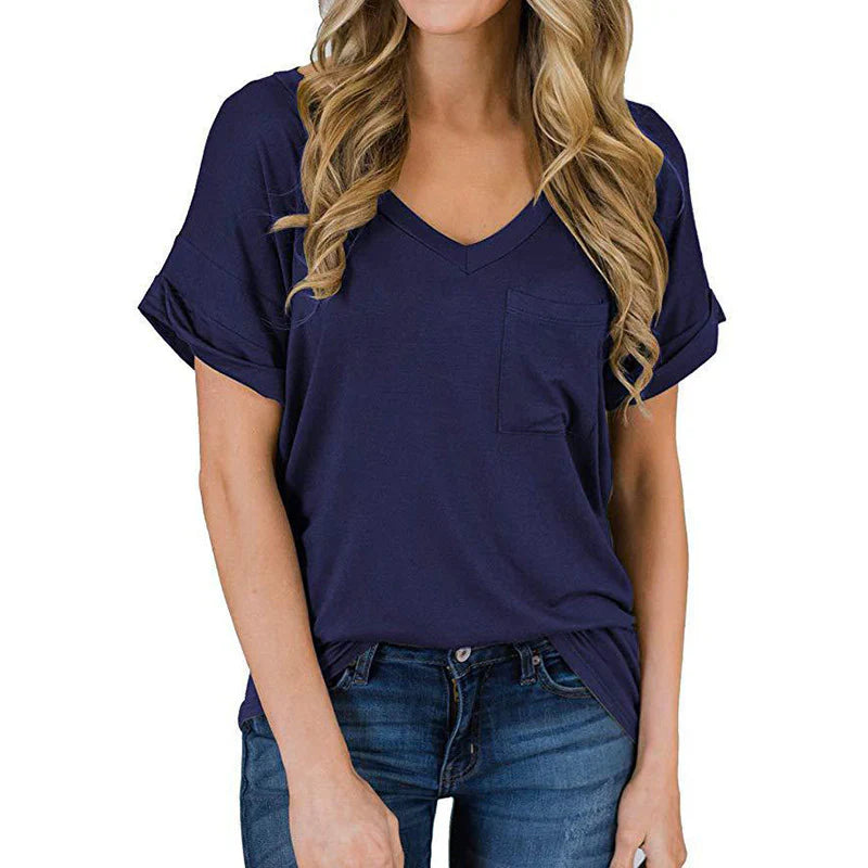 T-shirt col V pour femme