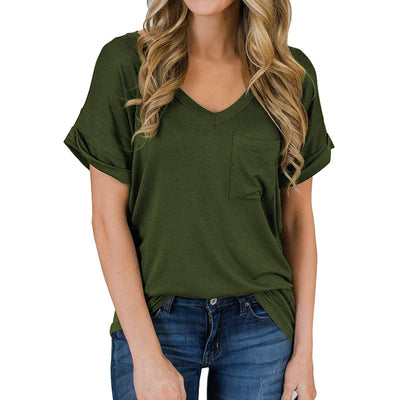 T-shirt col V pour femme