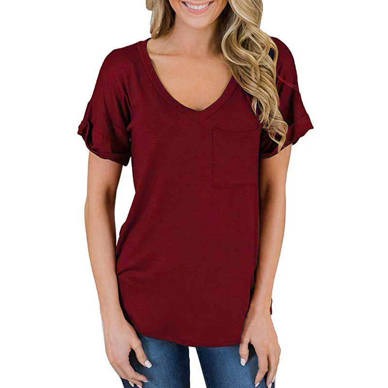 T-shirt col V pour femme