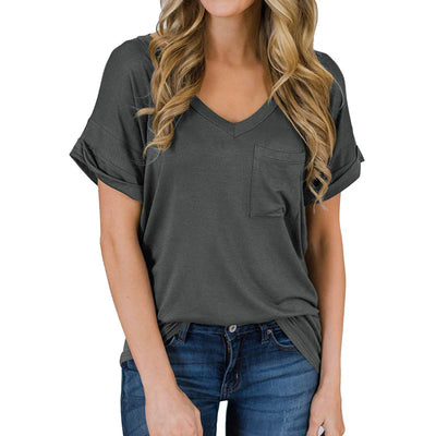 T-shirt col V pour femme