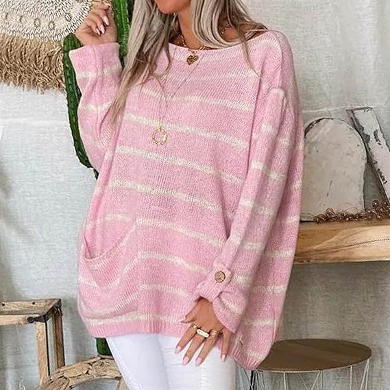 Pull Rayé Col Rond Coupe Ample
