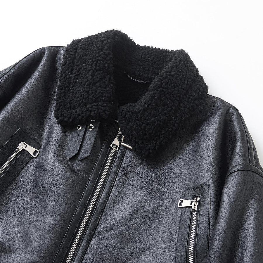 Veste Aviateur Teddy Courte à Ceinture