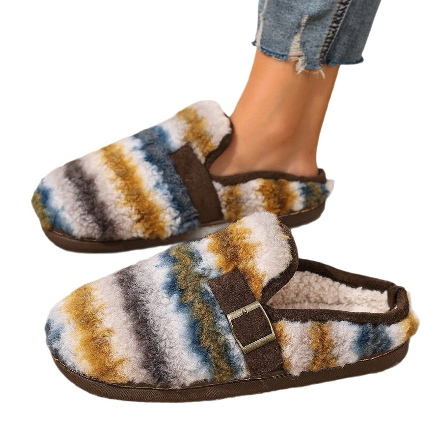 Pantoufles ouvertes motif carreaux — variante coloris
