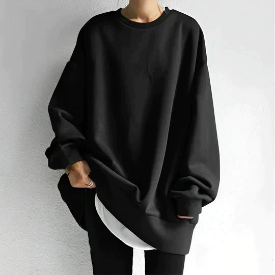 Sweat oversize col rond — vue de face, coupe ample aux épaules tombantes