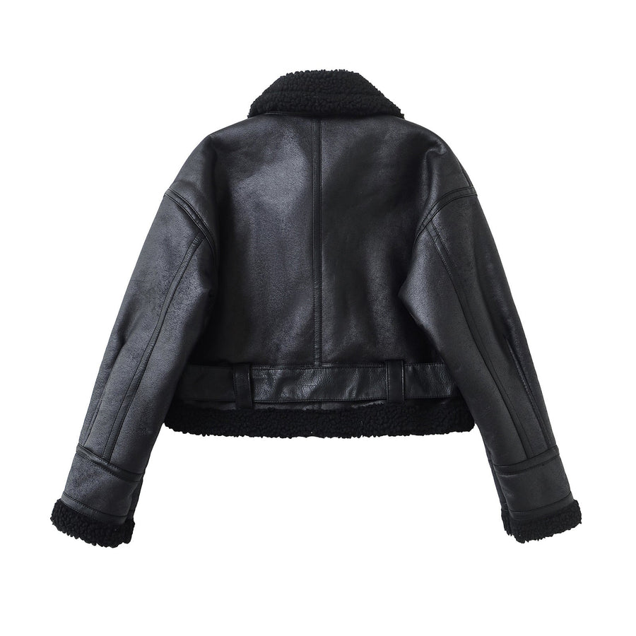 Veste Aviateur Teddy Courte à Ceinture