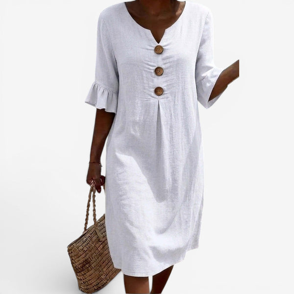 Robe Midi Boutonnée - Élégance Côtière Intemporelle