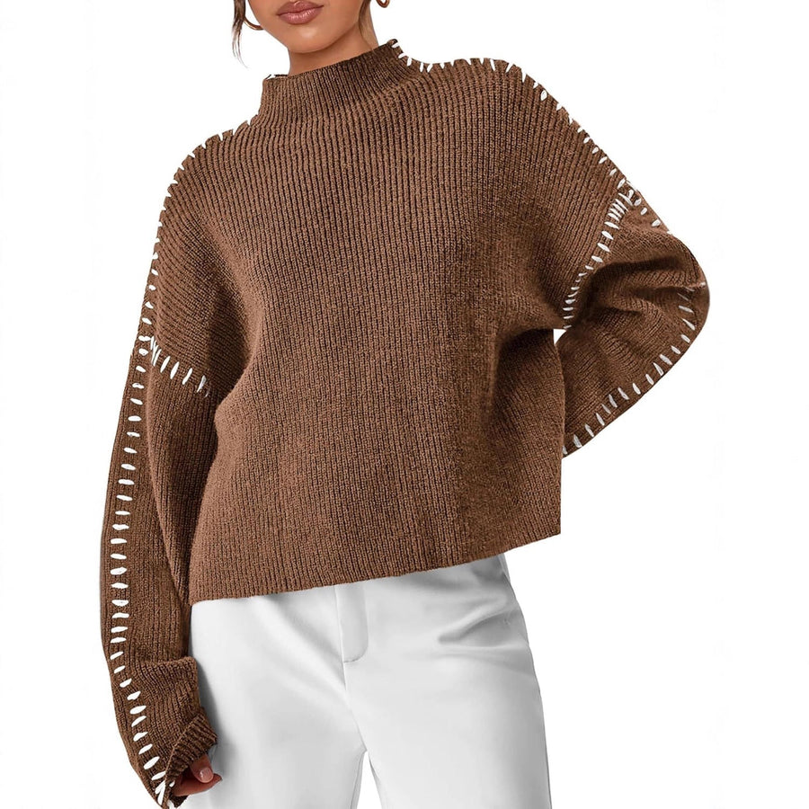 Pull Oversize Détails Couture Épaulés