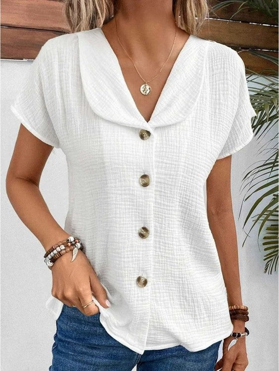 Top Ann — vue de face, col et boutons