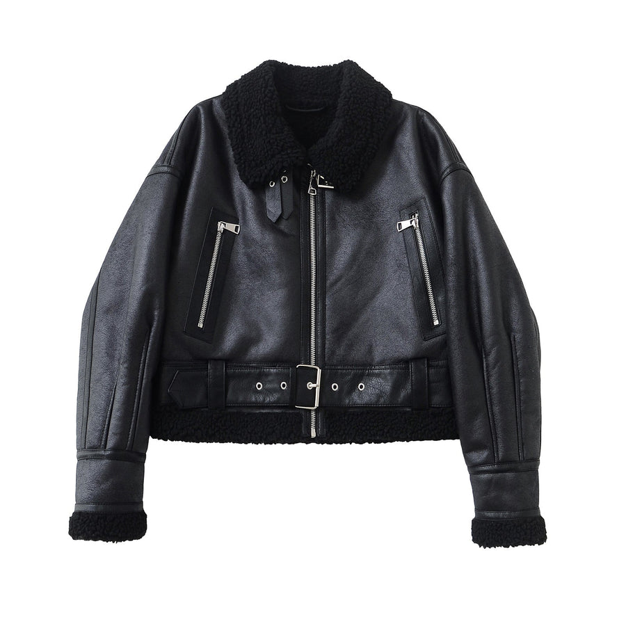 Veste Aviateur Teddy Courte à Ceinture
