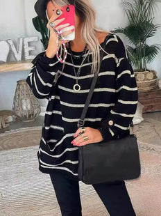 Pull Rayé Col Rond Coupe Ample
