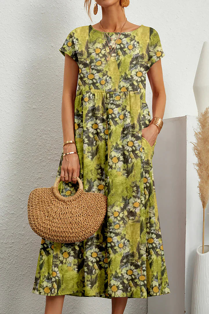 Zendaya – Robe sans manches imprimée à col rond