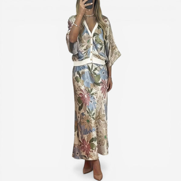 Robe Midi Fluide à Motifs - Élégance Intemporelle