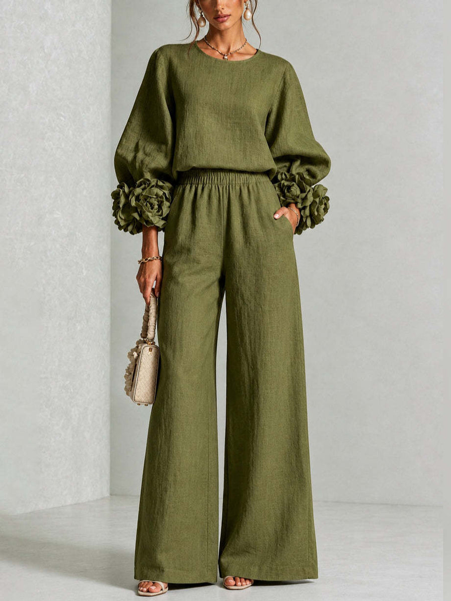 Ensemble Rosalie — pantalon large à taille élastiquée, vue détaillée