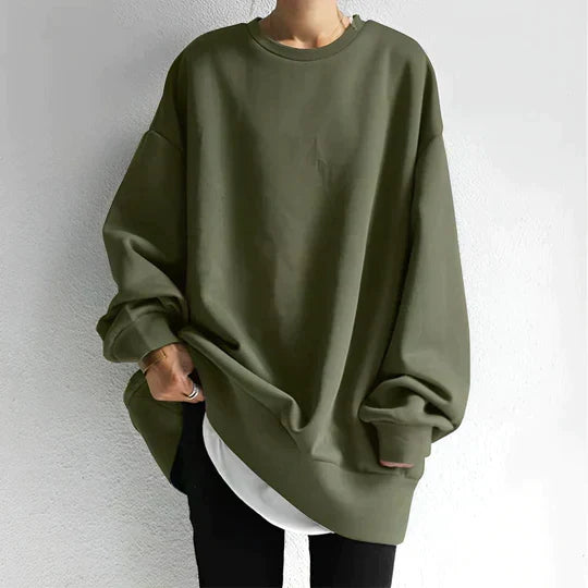 Sweat oversize — vue de profil montrant le tombé généreuse de la coupe