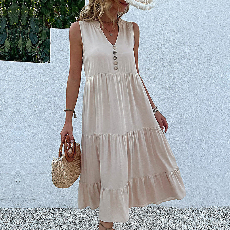 Robe maxi fluide à volants — détail de la jupe fluide en mouvement