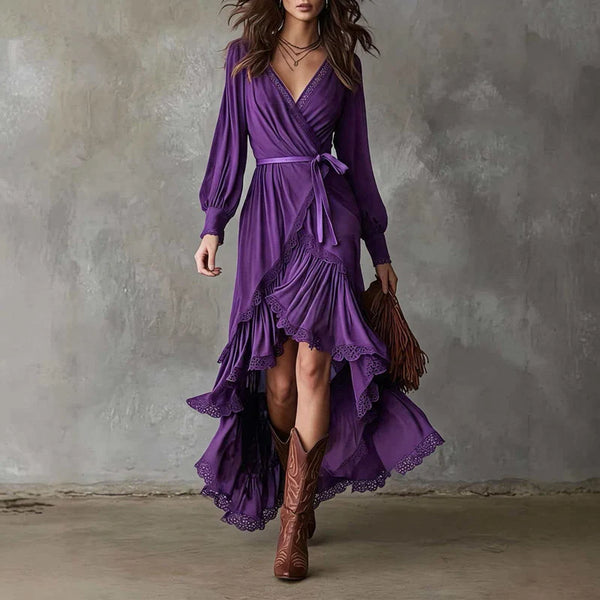 Robe Midi Romantique à Dentelle