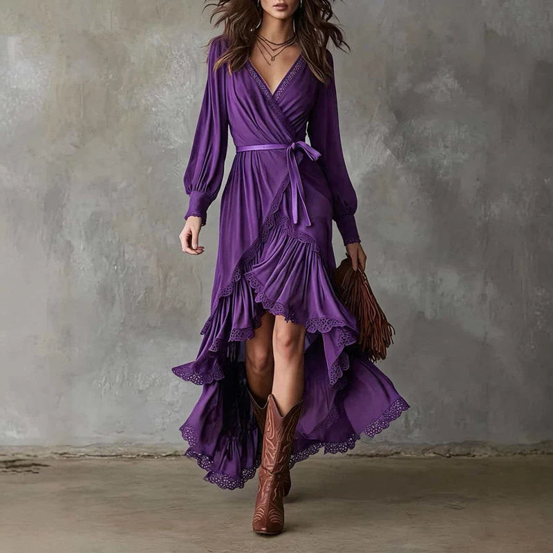 Robe Midi Romantique à Dentelle — vue de face en buste