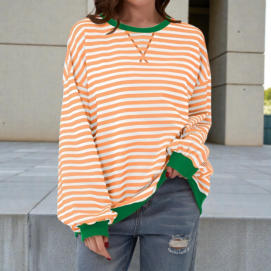Pull Rayures Classiques — détail de la longueur et du tombé