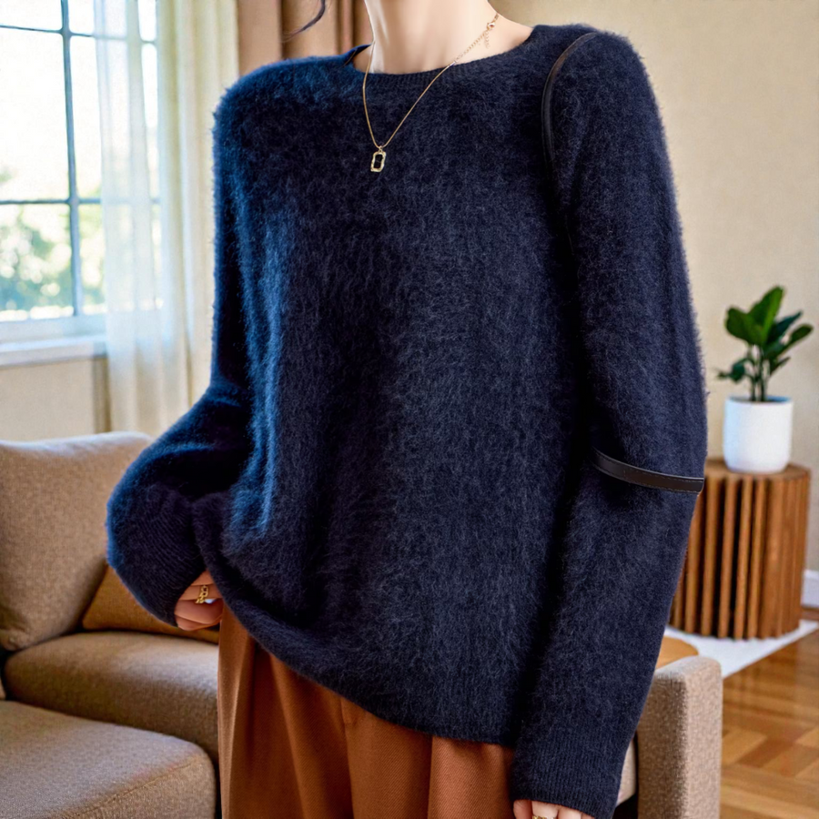 Pull Col Rond Coupe Ample — détail de la maille et du toucher