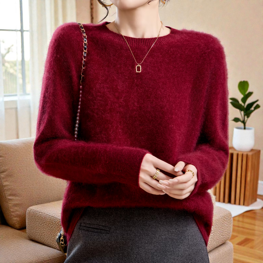 Pull Col Rond Coupe Ample — détail de l'encolure et du col rond