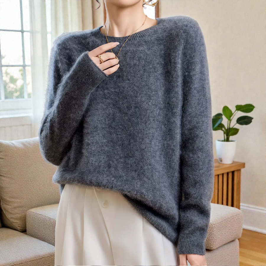 Pull Col Rond Coupe Ample — vue de profil, coupe droite et fluide