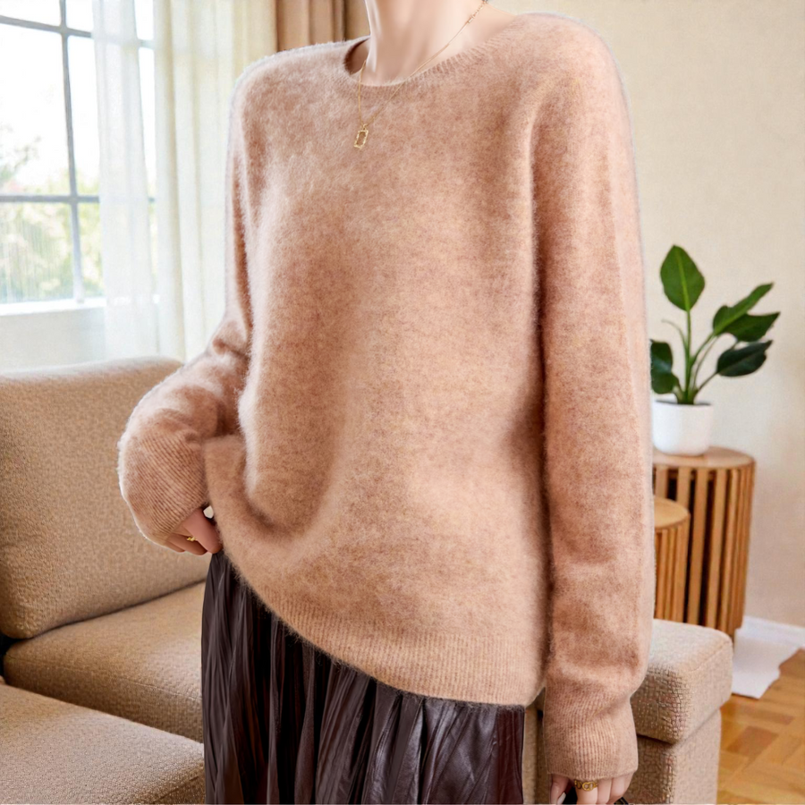 Pull Col Rond Coupe Ample — détail de la longueur et de la coupe droite