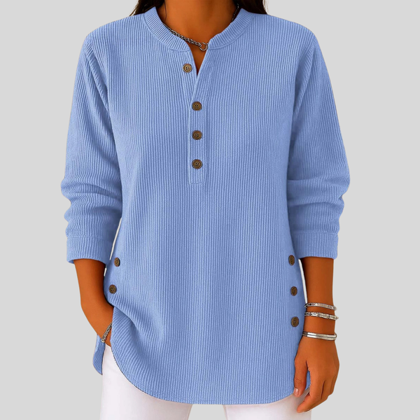 Camisola de Gola Redonda com Botões Decorativos