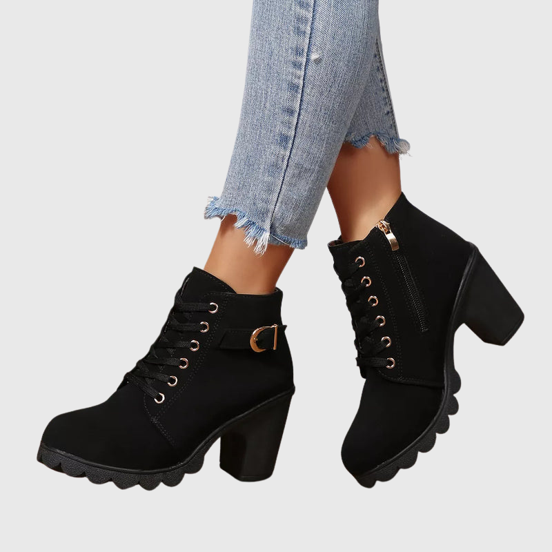 Bottines à Talon Bloc et Laçage Raffiné