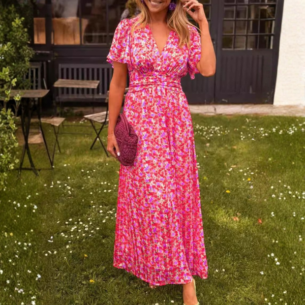 Élina – Robe longue fluide à motifs floraux