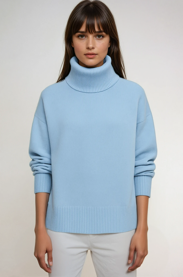 Pull Col Montant Oversize Côtelé