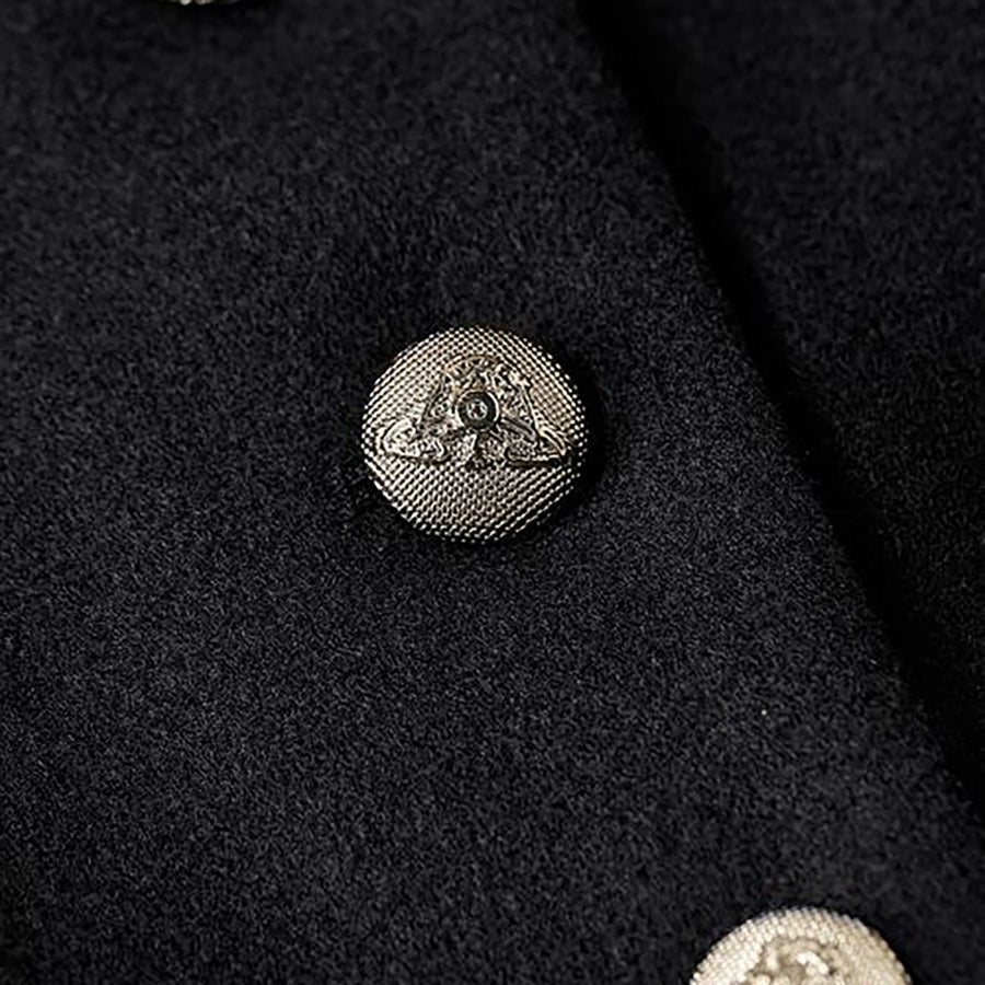 Manteau Long Cintré à Col Cranté