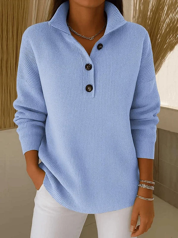 Pull Col Polo Décontracté à Boutons