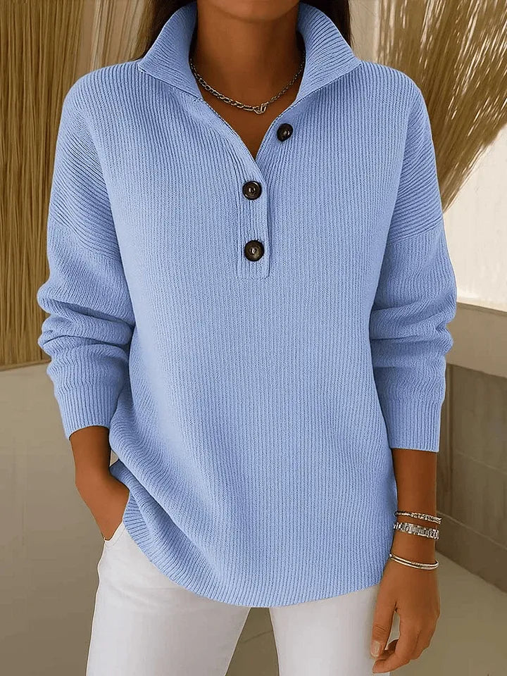 Pull Col Polo Décontracté à Boutons