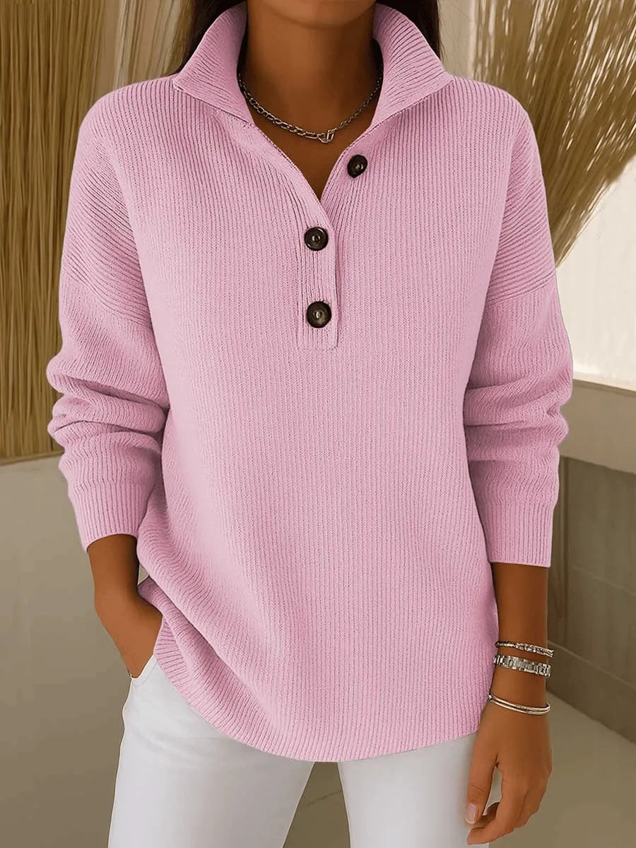 Pull Col Polo Décontracté à Boutons