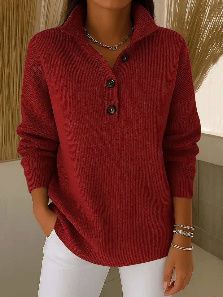 Pull Col Polo Décontracté à Boutons