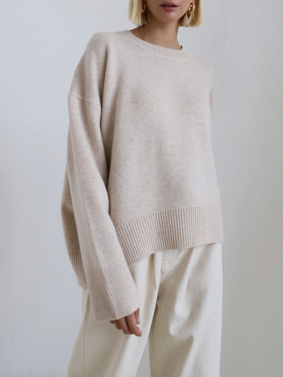 Pull Oversize Col Rond Coupe Ample