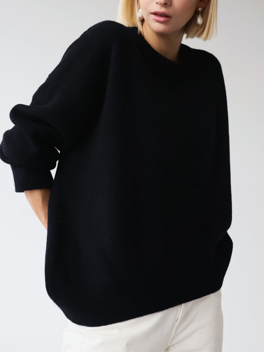 Pull Oversize Col Rond Coupe Ample