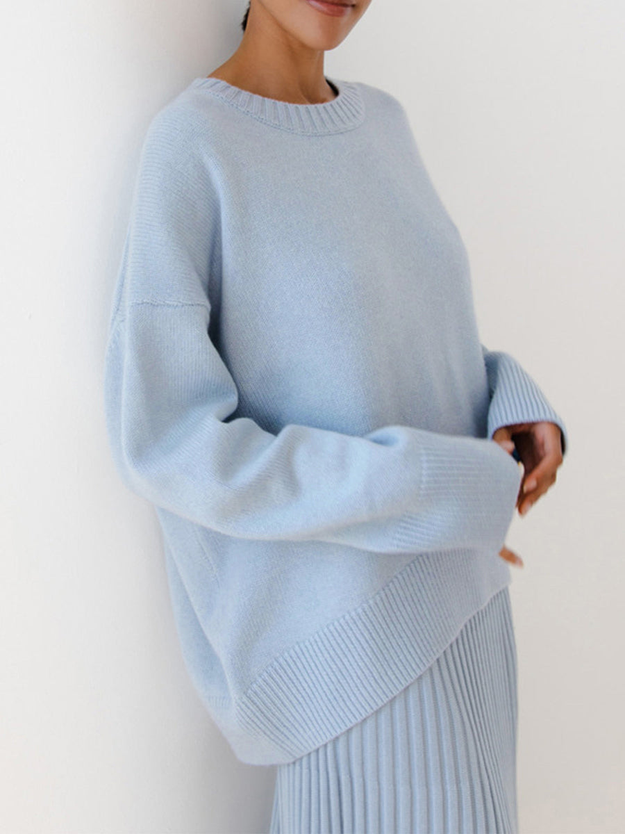 Pull Oversize Col Rond Coupe Ample
