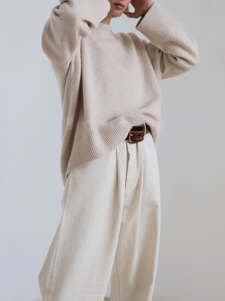 Pull Oversize Col Rond Coupe Ample