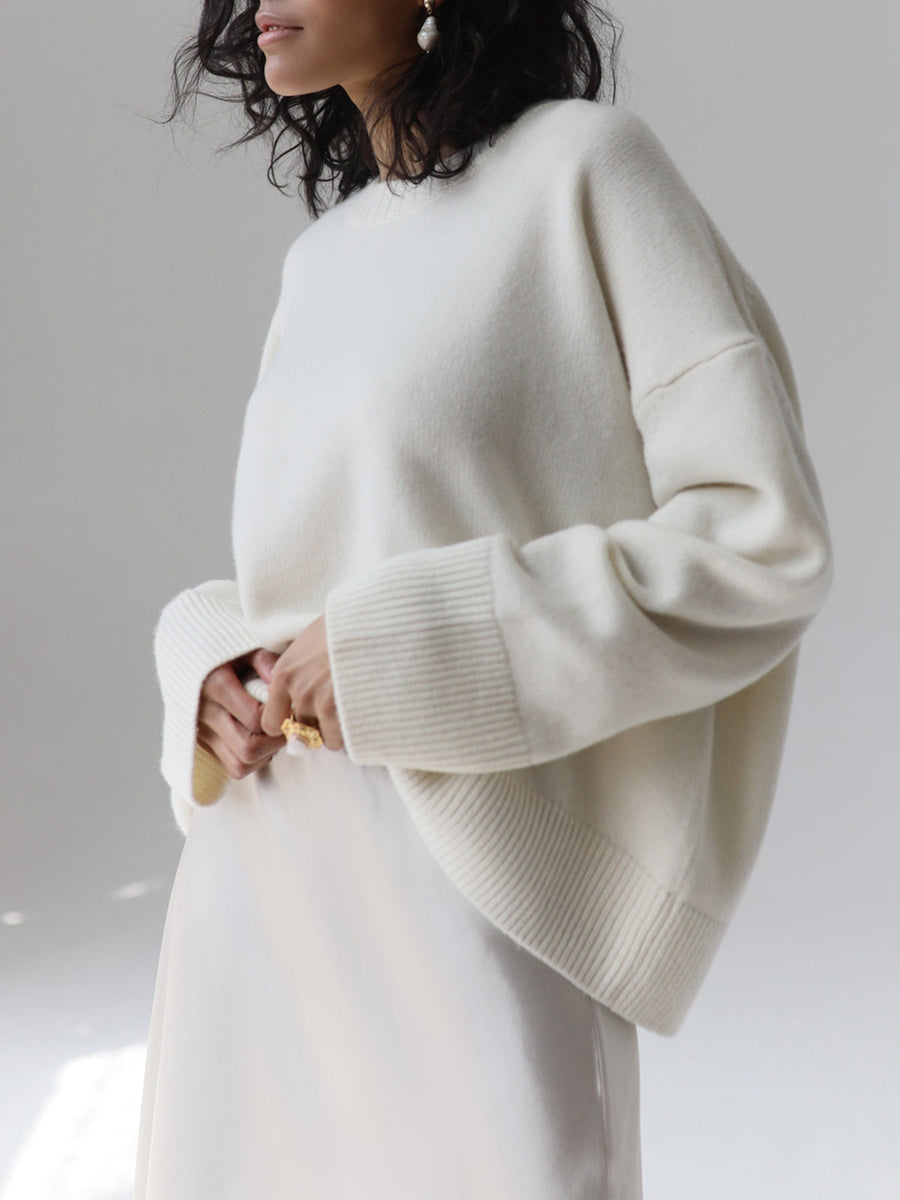 Pull Oversize Col Rond Coupe Ample
