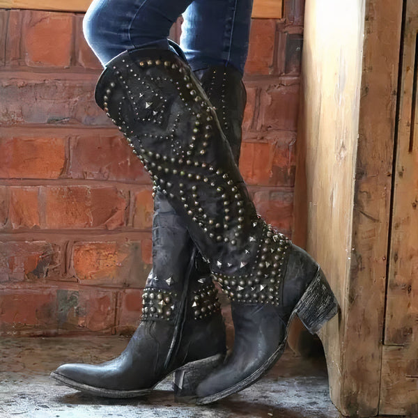 Bottes Hautes à Talon Bloc Western