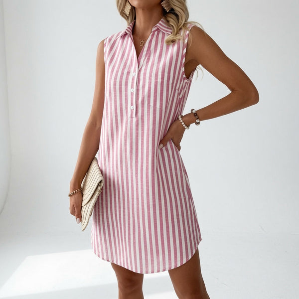 Vestido Camisero a Rayas - Elegancia Veraniega Fluida