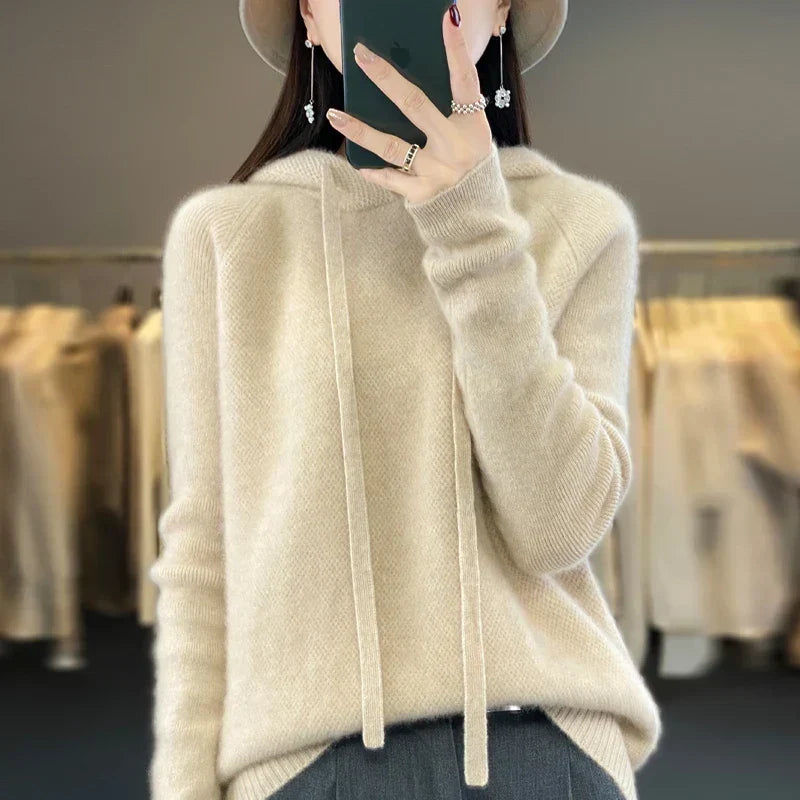 Pull Col Montant à Capuche Discrète