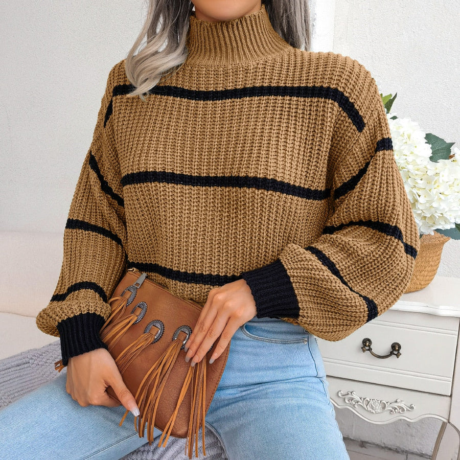 Pull Rayé Col Rond Coupe Décontractée